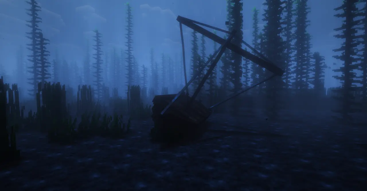 Navire coulé dans Shippy Ships Navire coulé au fond de l’eau avec le mod Shippy Ships dans Minecraft