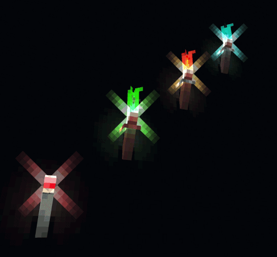 Effets lumineux des torches avec Light Leak Torches et sources lumineuses animées avec le resource pack Light Leak dans Minecraft
