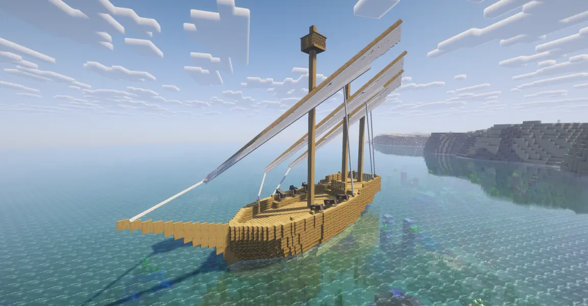 Caravelle armée dans Shippy Ships Caravelle armée de canons avec le mod Shippy Ships dans Minecraft