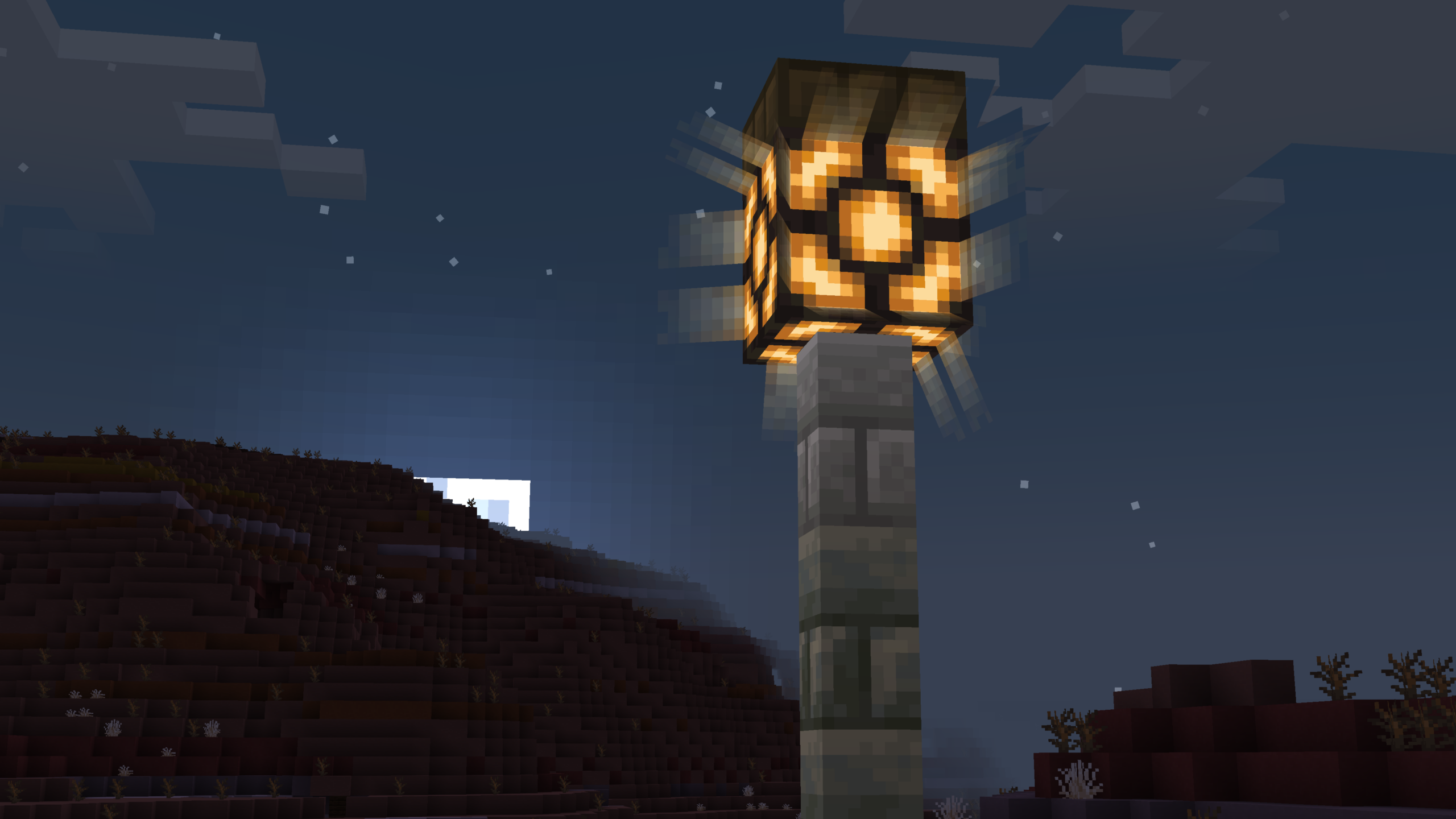 Lampe de redstone avec Light Leak Lampe de redstone améliorée avec le resource pack Light Leak dans Minecraft