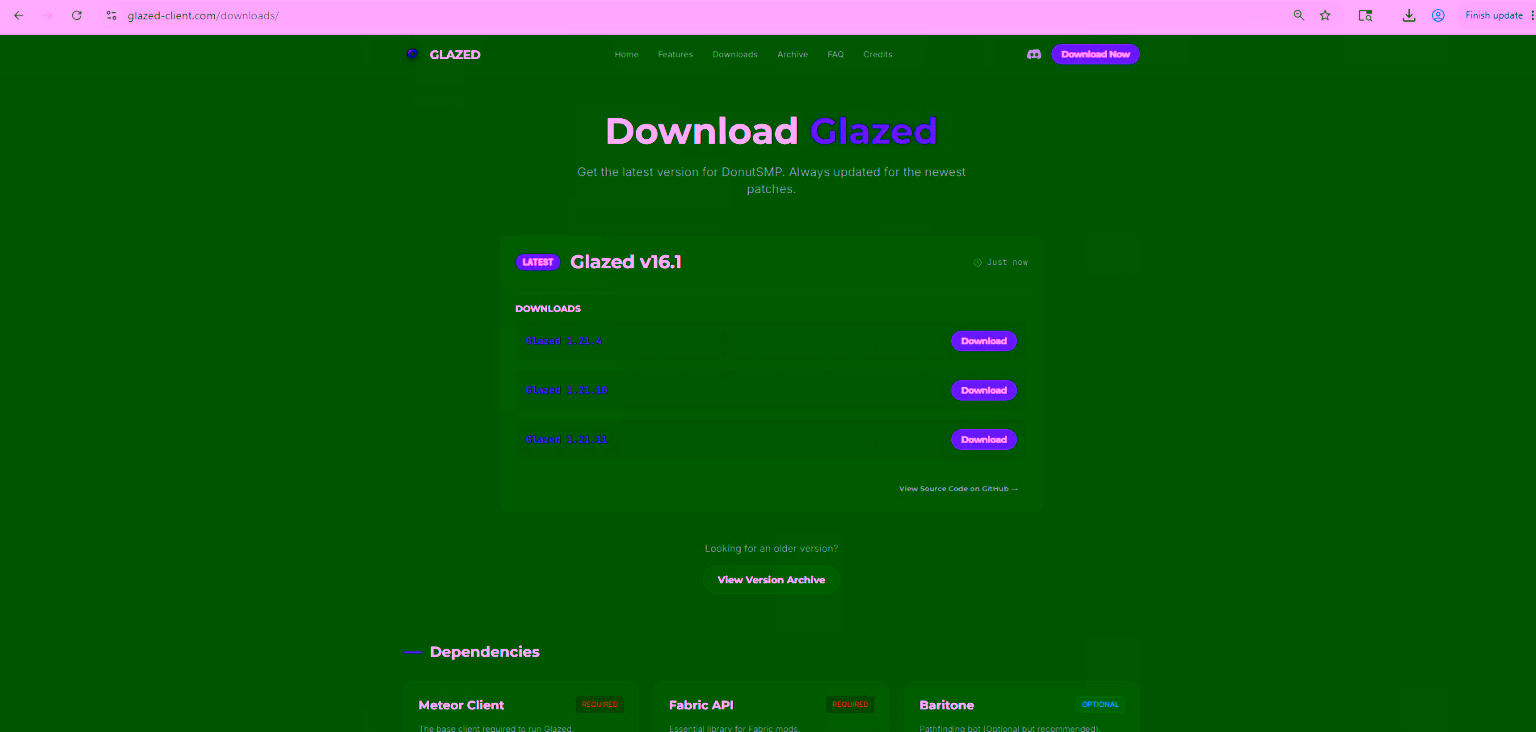 Téléchargements WeedHack sur le faux site Glazed Client