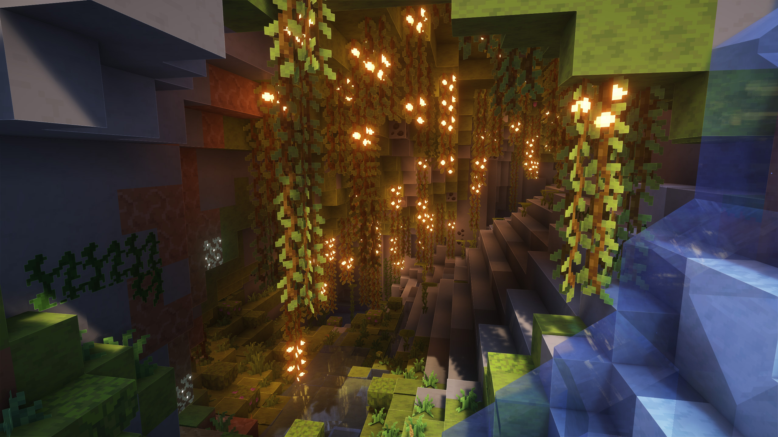 Simplified - Grotte luxuriante Caverne luxuriante dans Minecraft avec le pack Simplified
