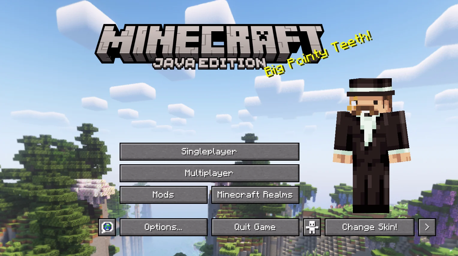 Menu principal de Quick Skin Menu de personnalisation du mod Quick Skin dans Minecraft