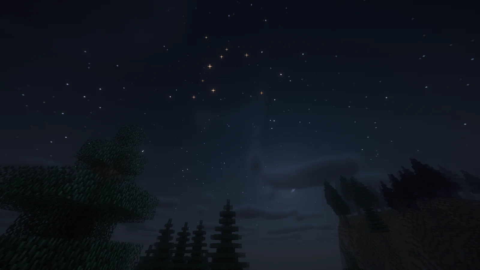 Plusieurs étoiles filantes lors d'une pluie de météores dans Minecraft avec Celestia