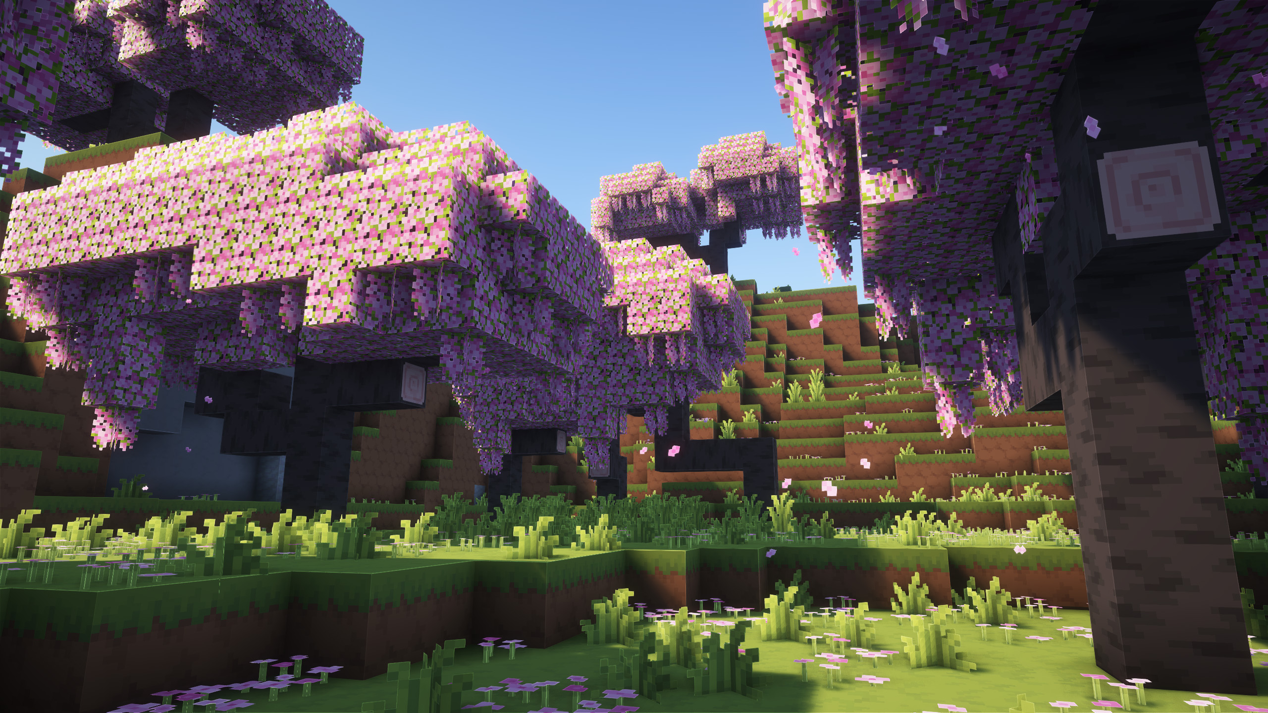 Simplified - Forêt de cerisiers Bosquet de cerisiers dans Minecraft avec le pack de textures Simplified