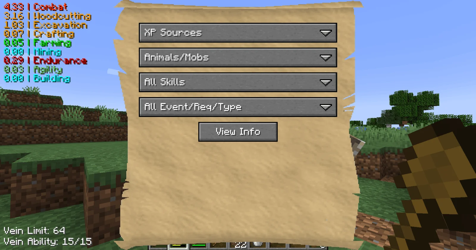 Menu du glossaire de Project MMO