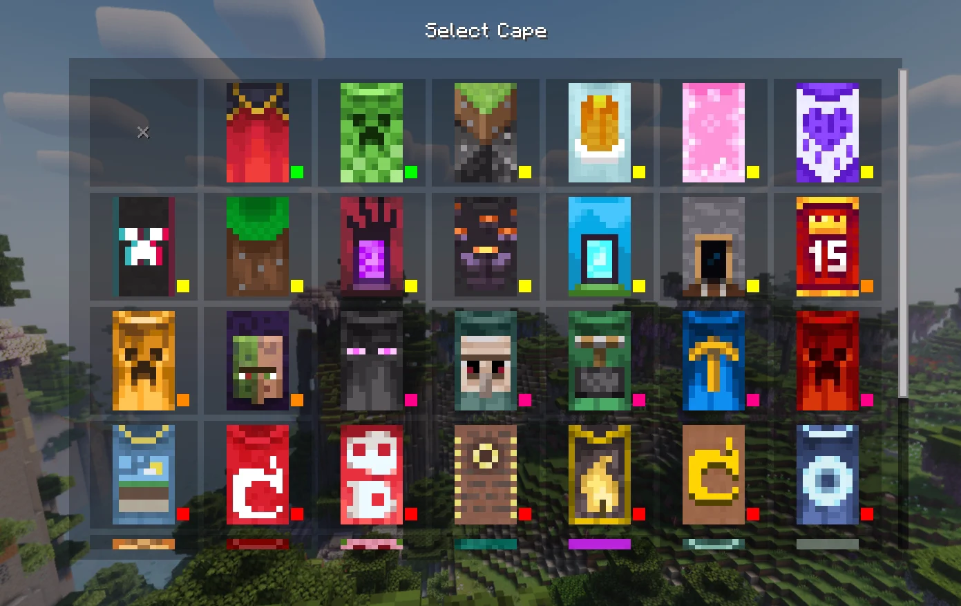 Sélecteur de capes de Quick Skin Bibliothèque de capes disponible avec le mod Quick Skin