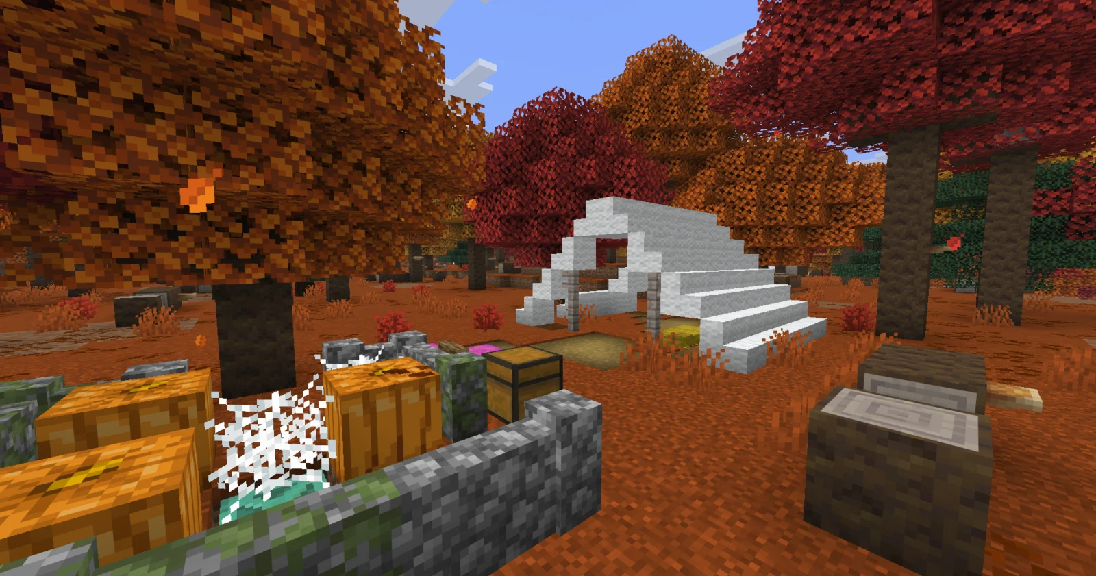 Camp abandonné généré dans une forêt ambrée de Minecraft 26.3