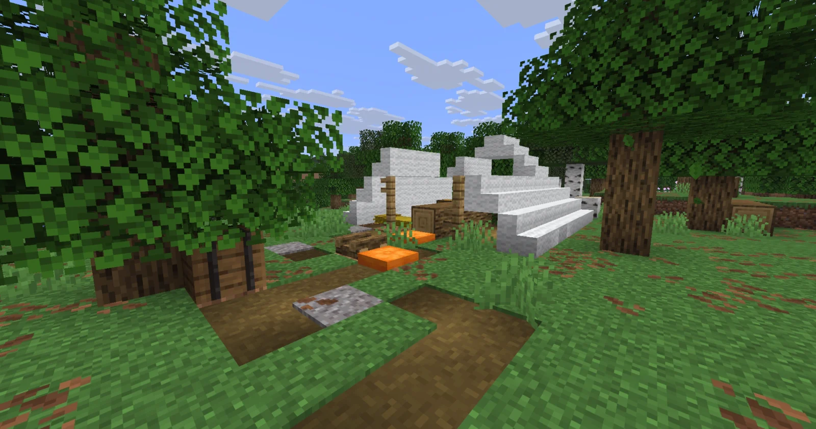 Camp abandonné généré dans une forêt de Minecraft 26.3