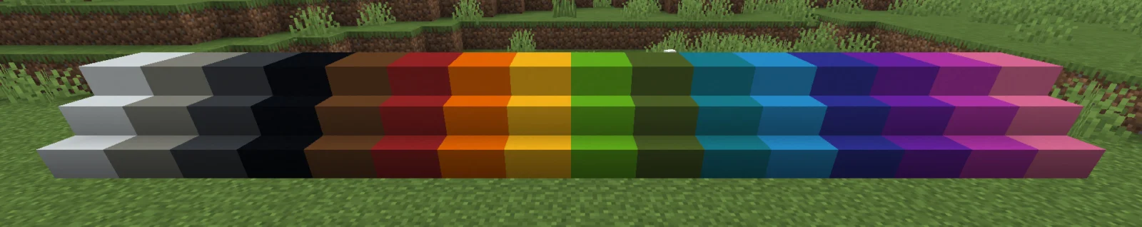 Les seize couleurs d’escaliers et de dalles en béton ajoutées dans Minecraft 26.3