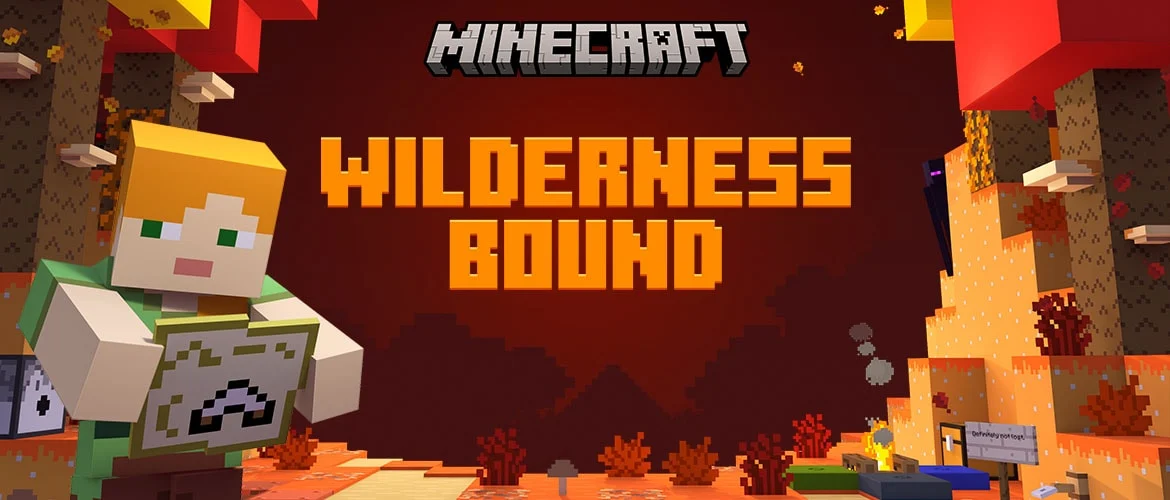 Minecraft Wilderness Bound Illustration officielle de Minecraft Wilderness Bound dans la forêt tachetée