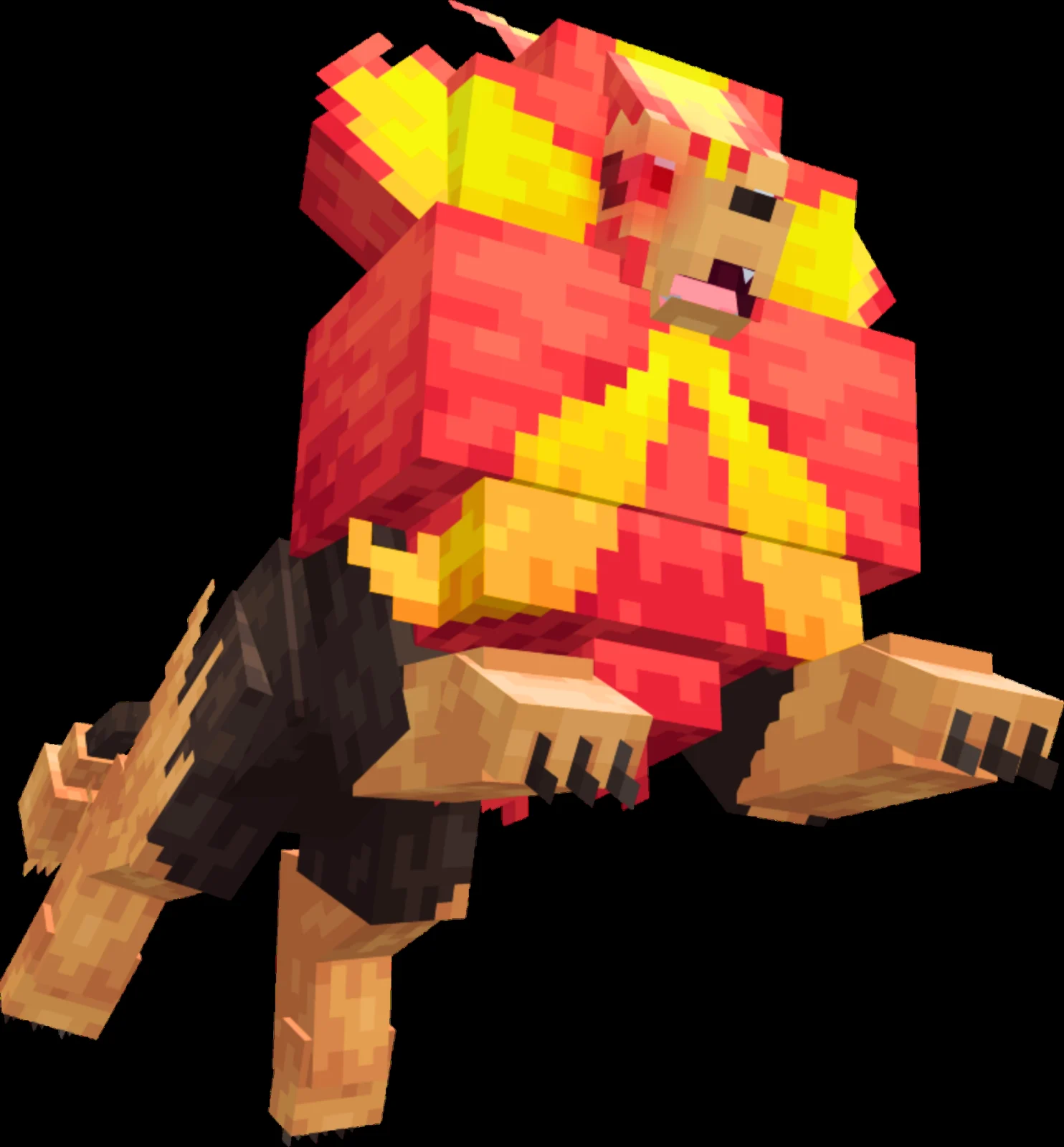 Pyroar Alpha dans Cobblemon 1.8 Pyroar Alpha dans Cobblemon avec ses yeux rouges caractéristiques