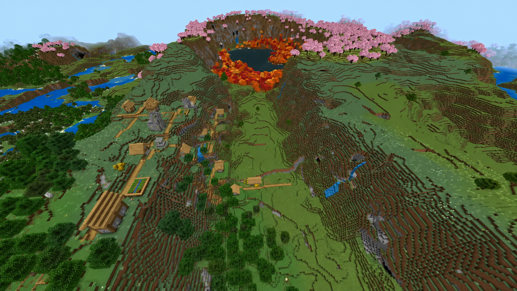 Vallée de forêt ambrée longue de 1000 blocs dans Minecraft 26.3