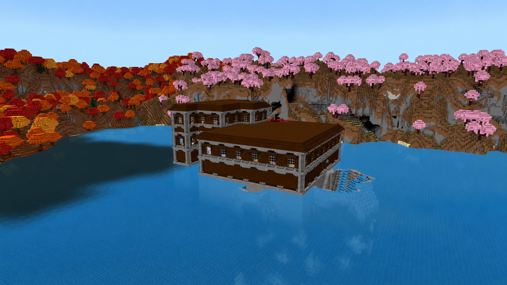 Manoir entouré par une forêt ambrée dans Minecraft 26.3