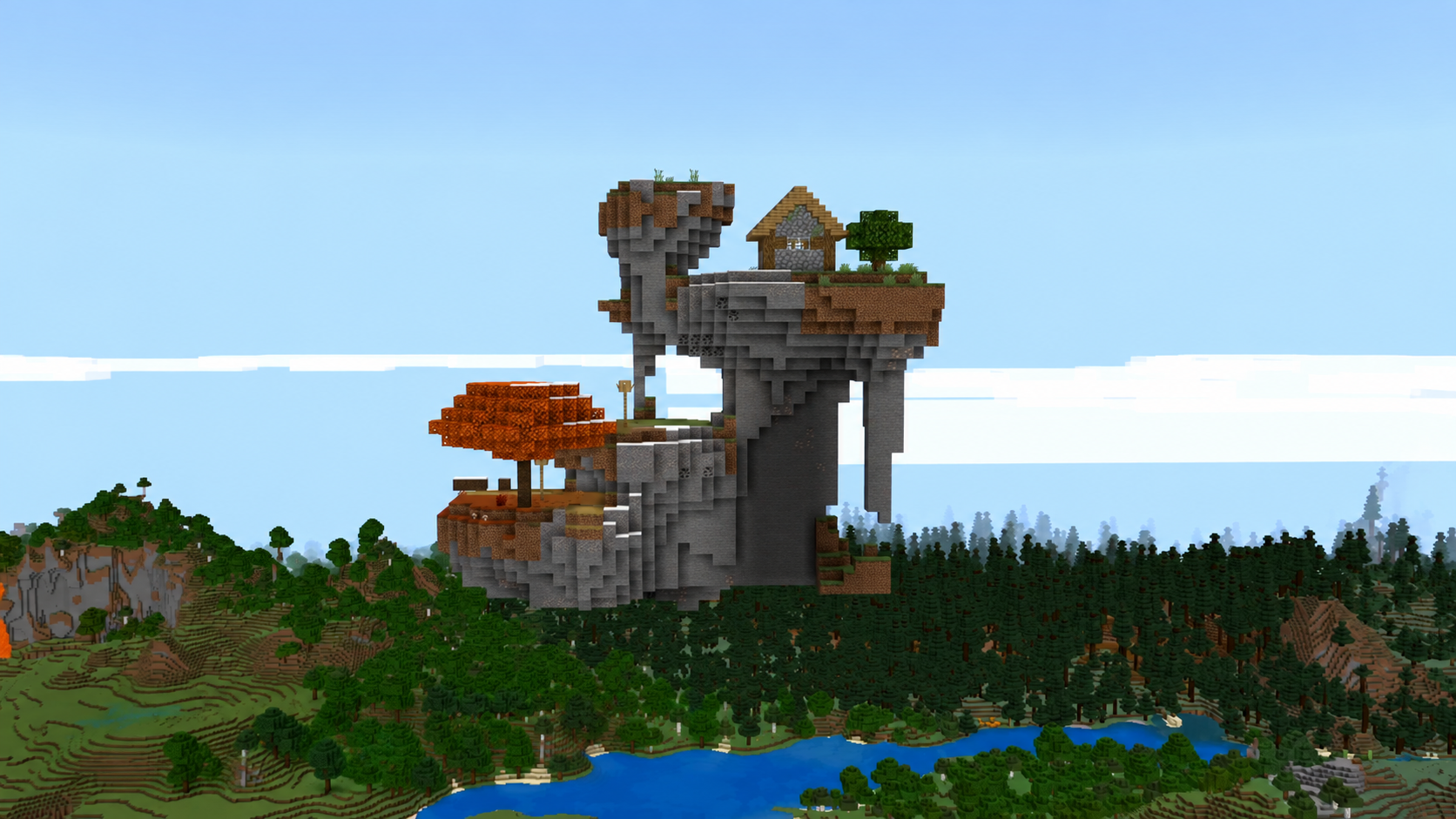 Île flottante avec village dans Minecraft 26.3
