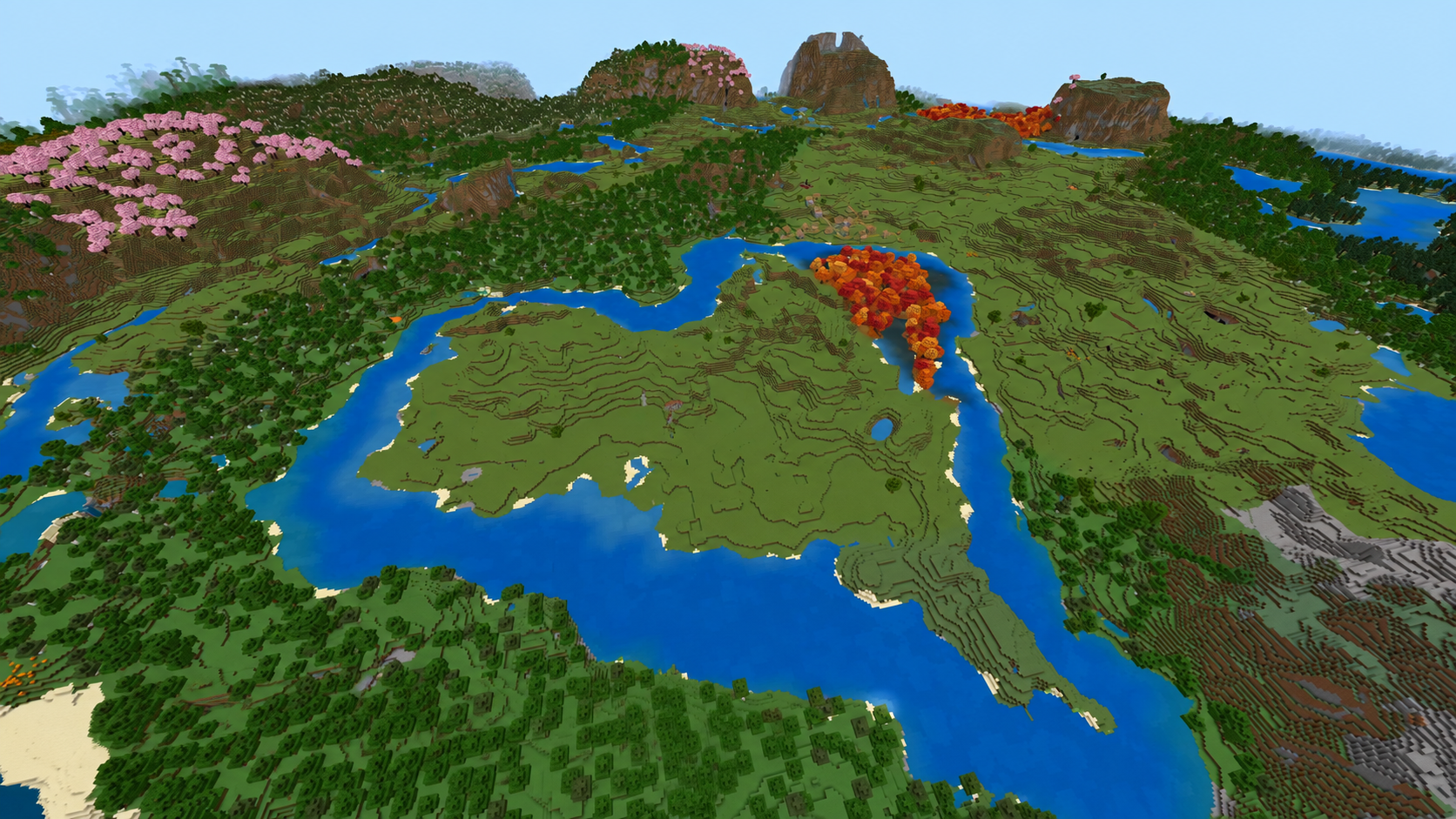 Île en forme de cœur entourée par une rivière dans Minecraft 26.3