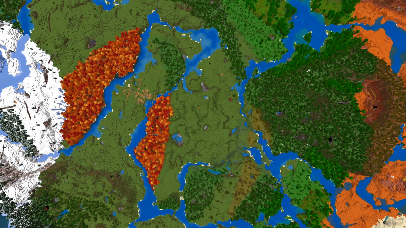 Nombreux biomes proches du spawn dans la seed Minecraft 26.3 numéro 18