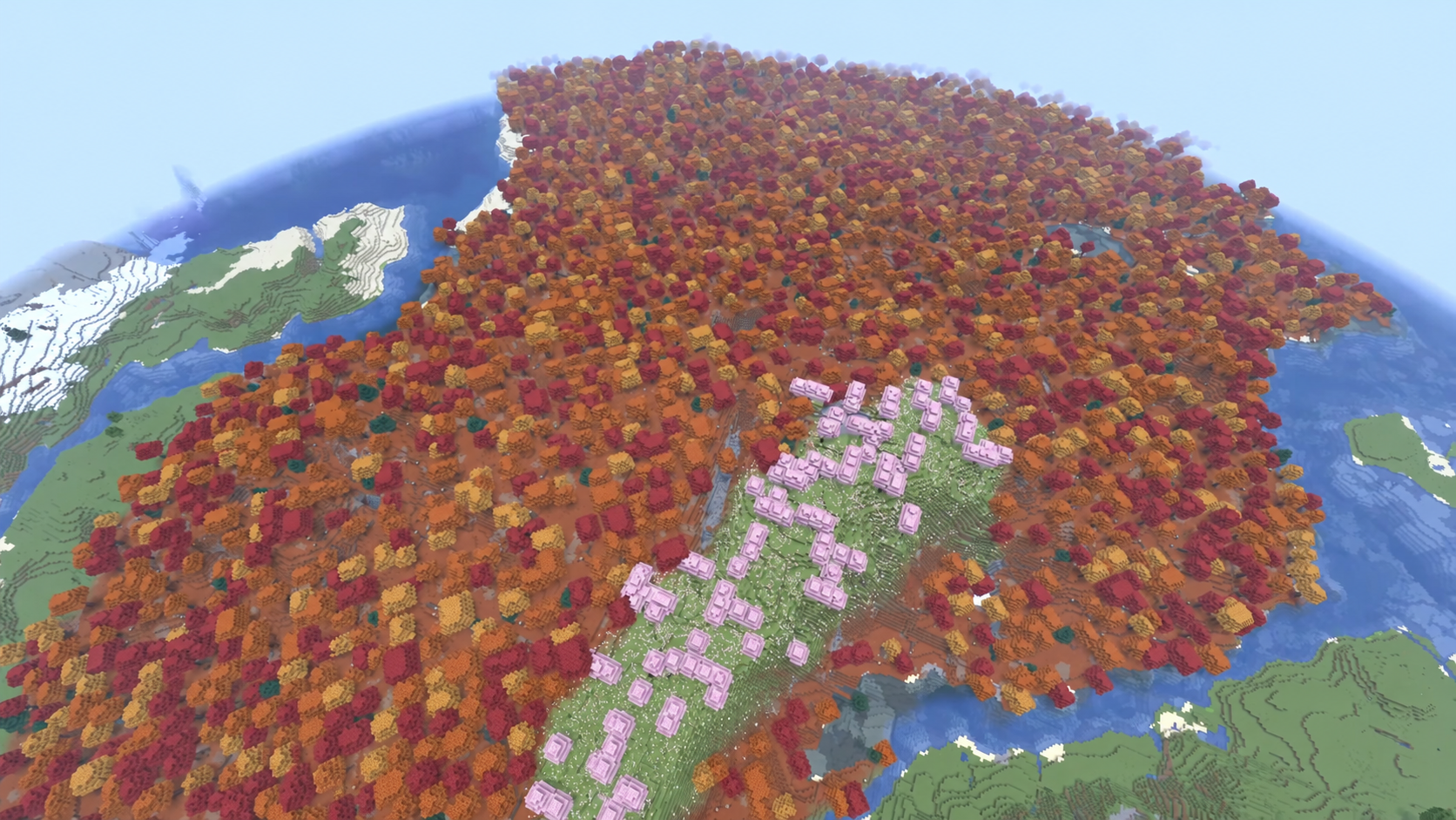 Immense forêt ambrée au spawn de la seed Minecraft 26.3 numéro 20