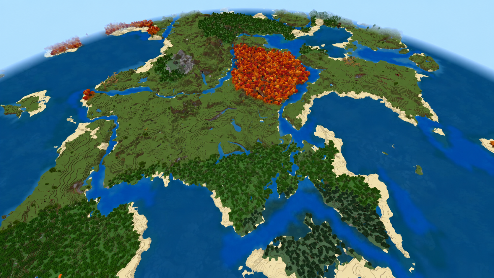 Immense continent réunissant presque tous les biomes de Minecraft