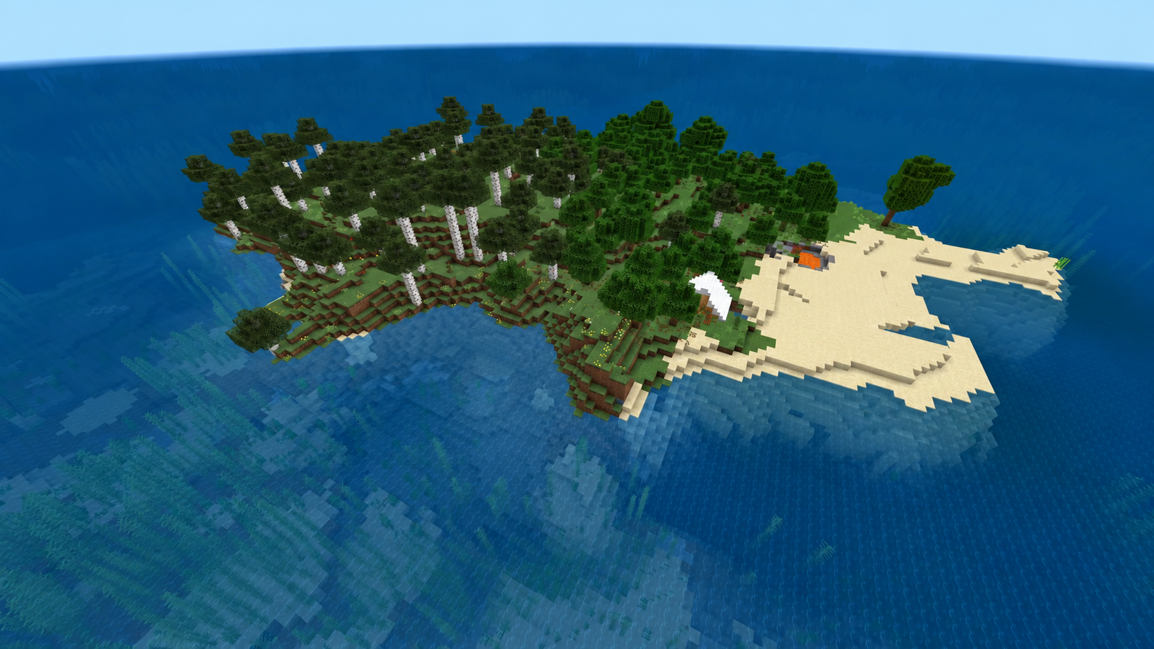 Île de survie avec camp abandonné dans Minecraft 26.3