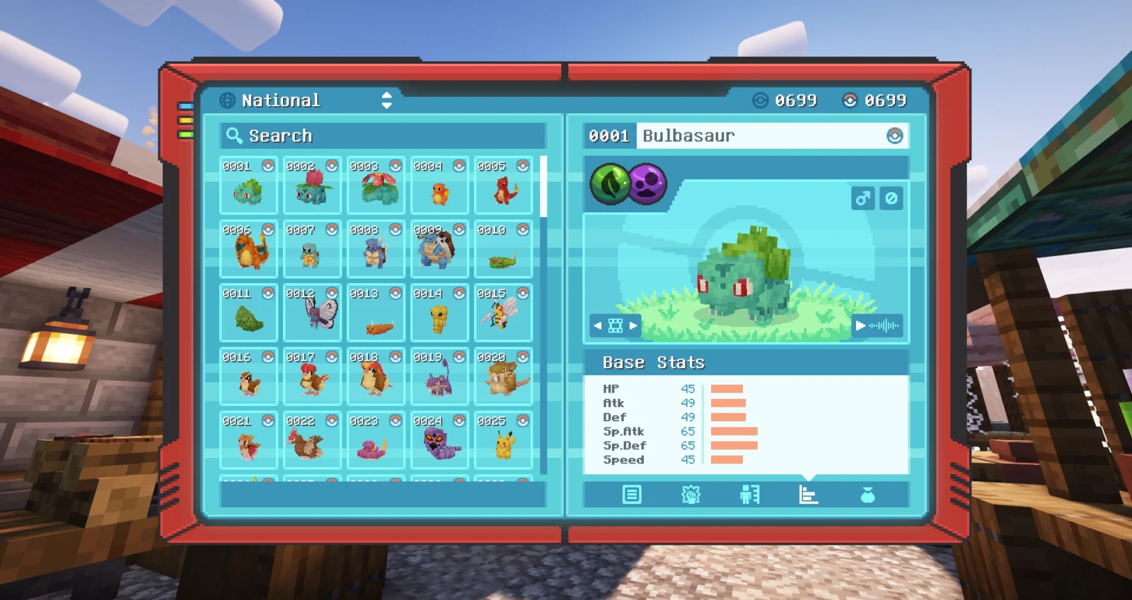 Move Dex de Cobblemon 1.8 Interface du Pokédex dans Cobblemon