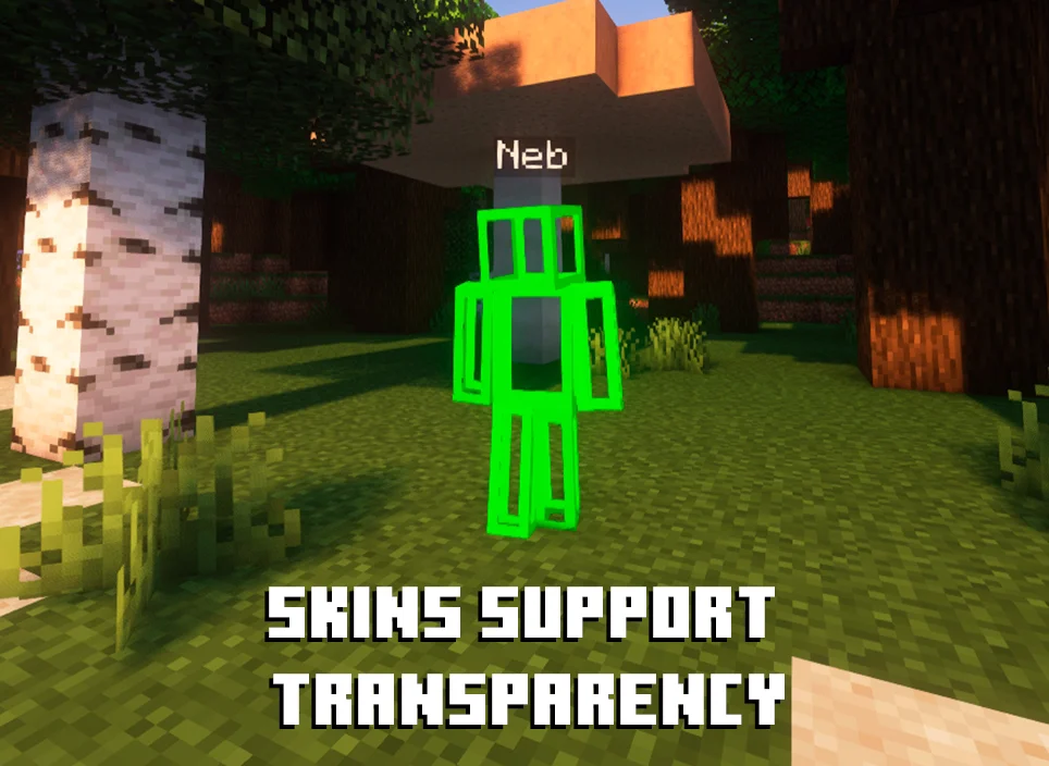 Skin transparent avec Quick Skin Skin utilisant des zones transparentes avec Quick Skin dans Minecraft