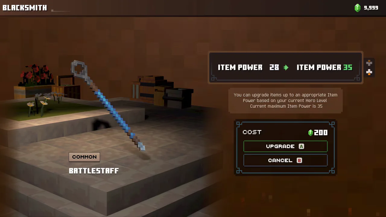 Amélioration d'une arme dans Minecraft Dungeons II