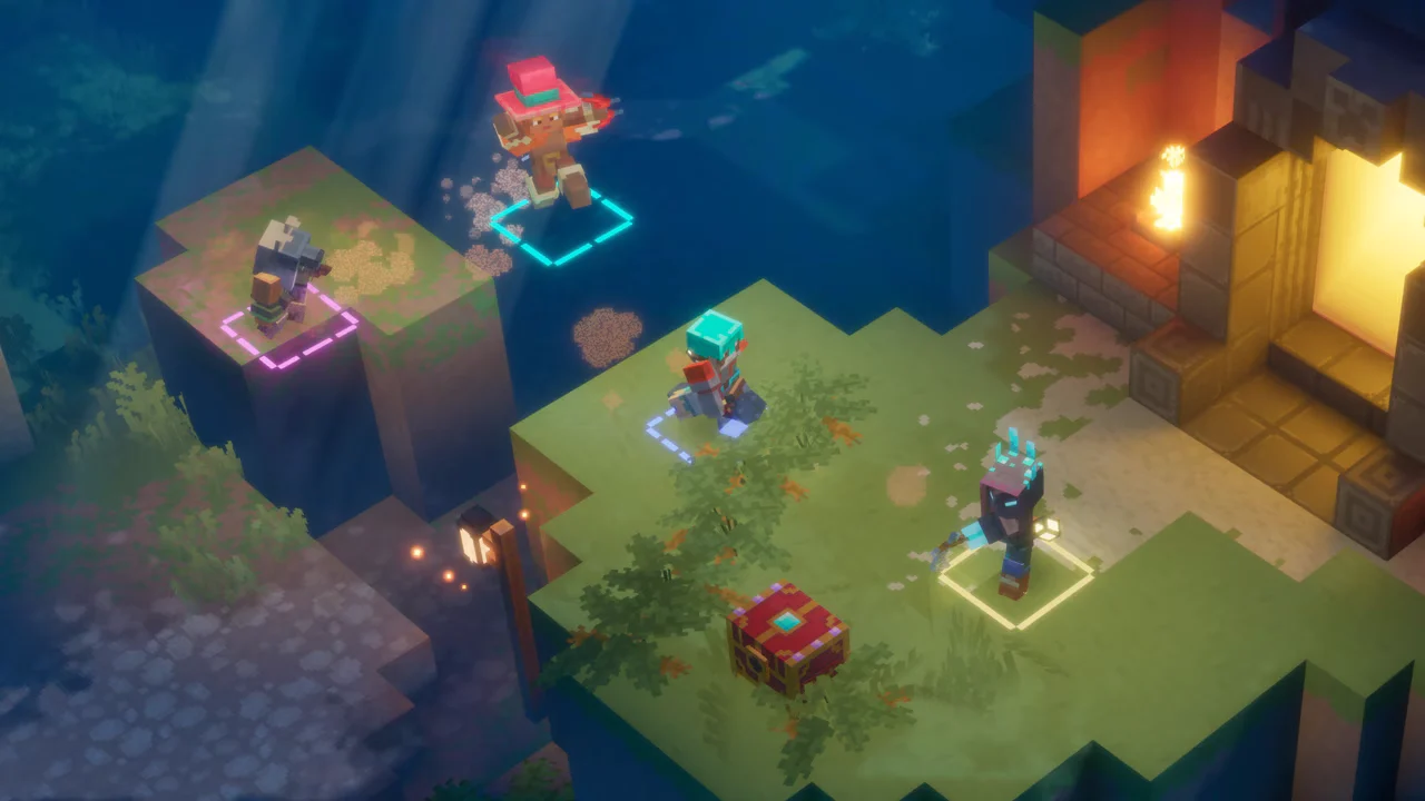 Plateformes et coffre dans Minecraft Dungeons II