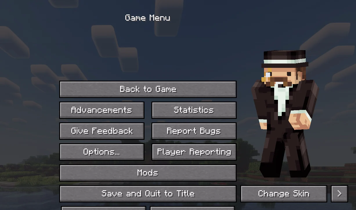 Quick Skin dans le menu Pause Bouton de changement de skin ajouté au menu Pause de Minecraft