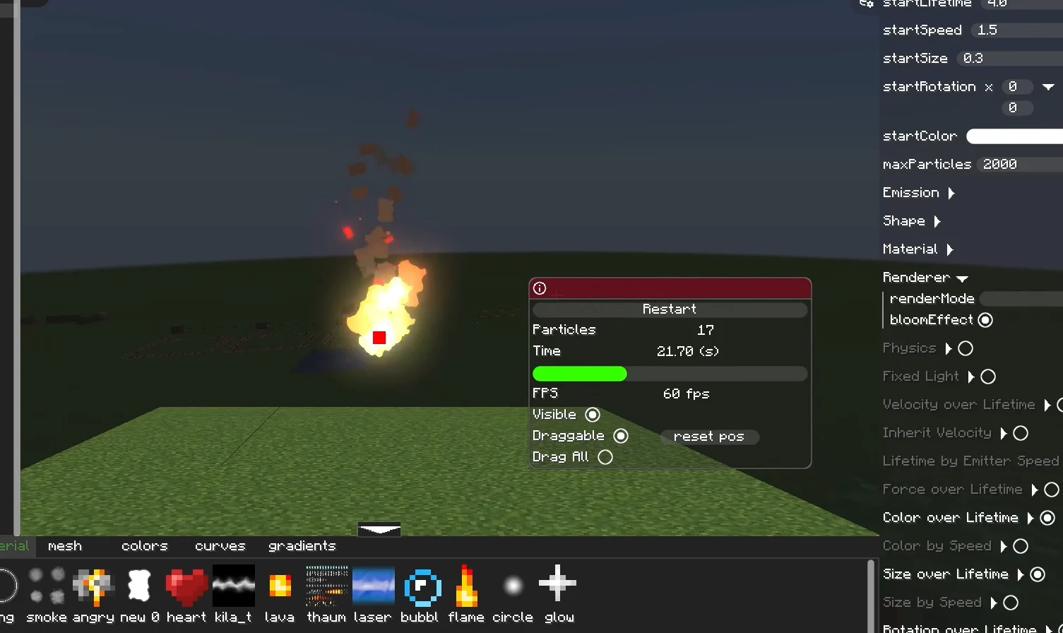 Réglages d'un Particle Emitter Réglages d'un Particle Emitter dans Photon Editor