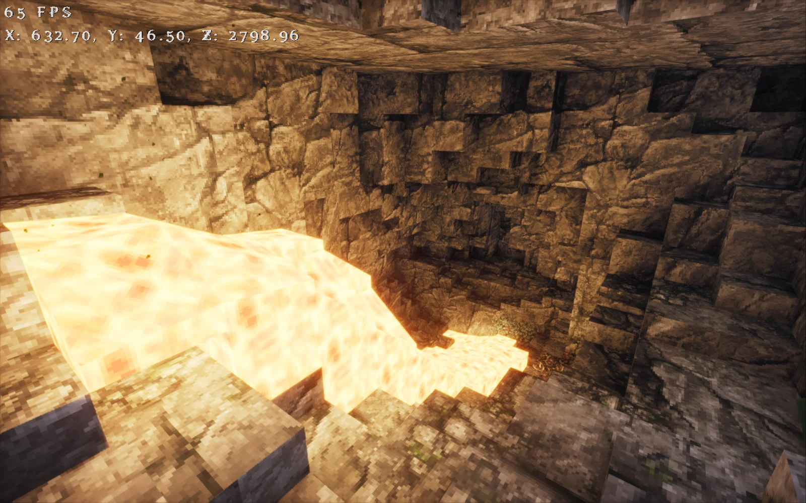 Luster Shaders dans Minecraft Scène Minecraft avec traitement de la lumière et des surfaces par Luster Shaders