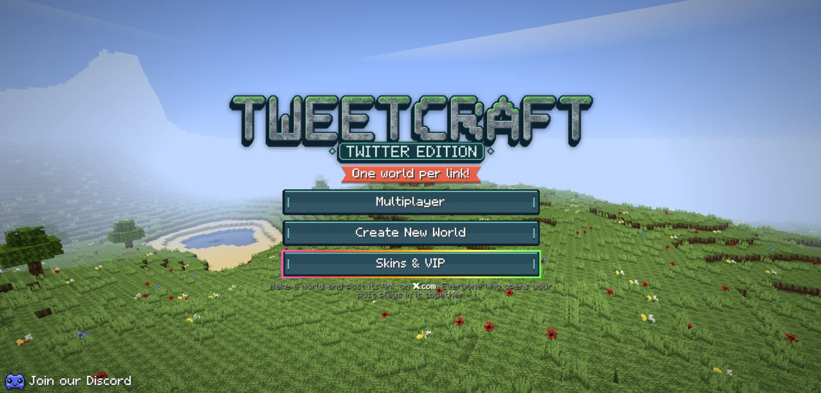 Tweetcraft présenté sur X Publication présentant Tweetcraft, un jeu en blocs multijoueur partagé sur X