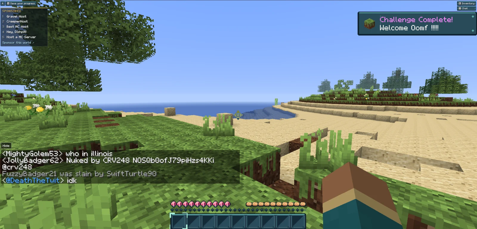 Une partie de Tweetcraft Vue à la première personne dans le jeu navigateur Tweetcraft