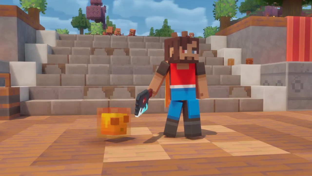 Domino's Skin et Cheesy Cube Pet dans Minecraft Dungeons II