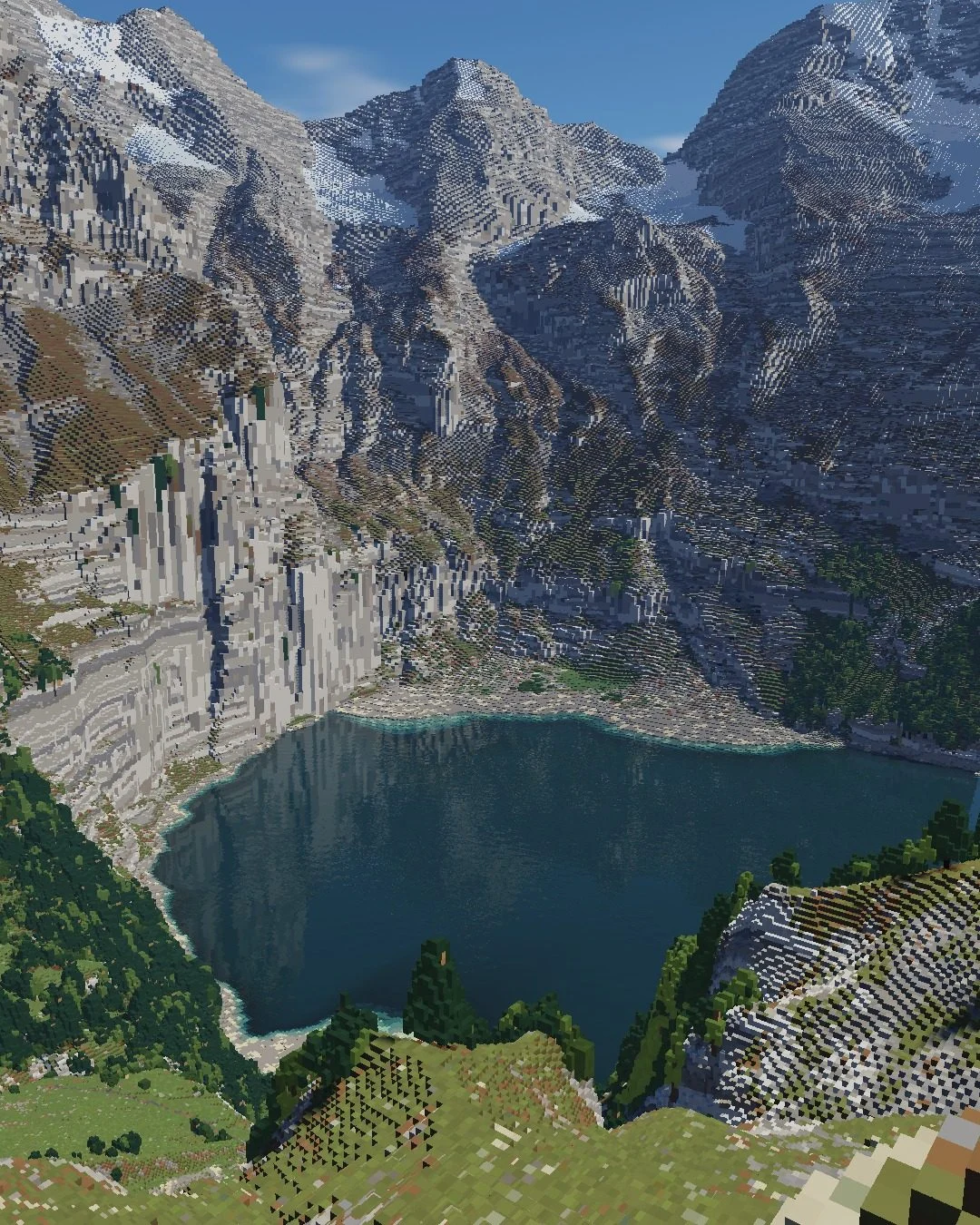 Le lac d’Oeschinen dans Minecraft