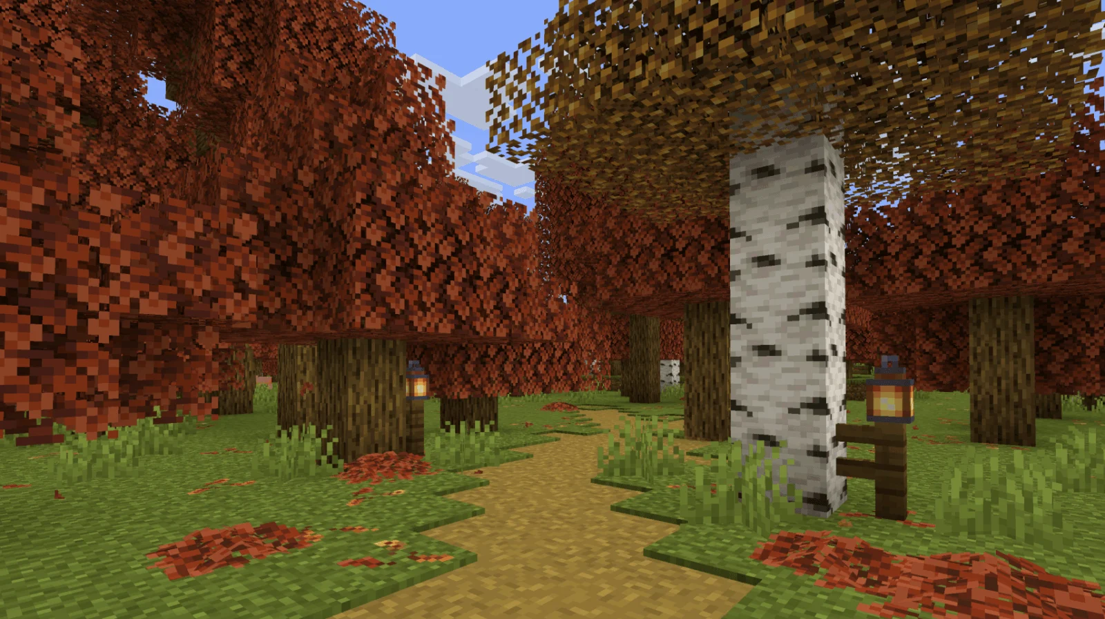 Forêt automnale avec Default-Style Fall Pack Chemin traversant une forêt aux couleurs d'automne avec Default-Style Fall Pack