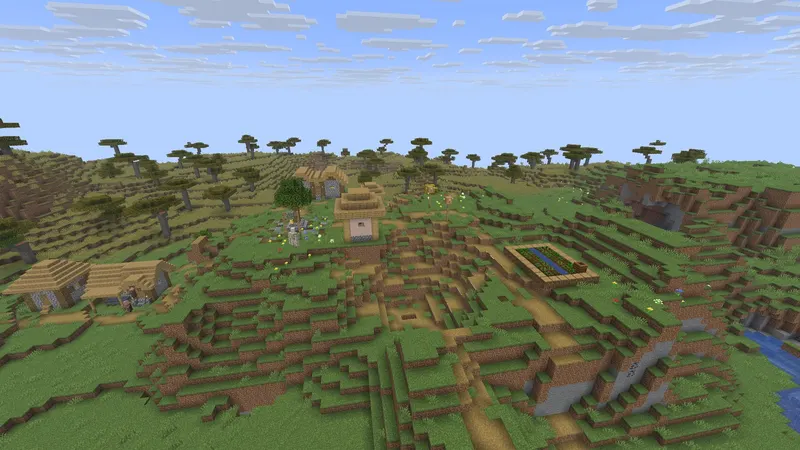Un village Minecraft affiché par Horizon